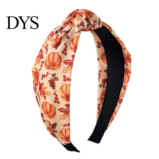 Decorative Headband for Holiday Parties Fall Knotted Women, Pumpkin Maple Leaf Headband, Stable Non Slip Hair Accessory Wide Brim Thanksgiving Autumn