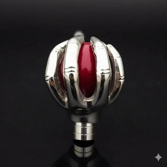 Nautical Walking Cane  Chrome Hand, Red Ball Style