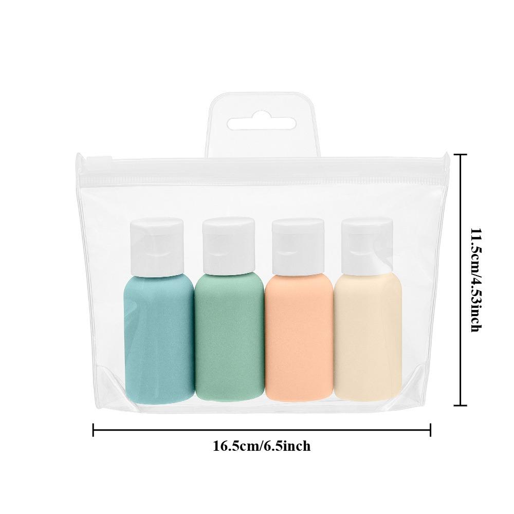4Pcs Silicone Travel Bottles Set Leakproof TSA Approved Refillable Portable Pouch for Shampoo Lotion Cosmetics Storage Jar