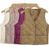 Women's V Neck Sleeveless Fleece Lined Vest Loose Fit Casual Quilted Gilet