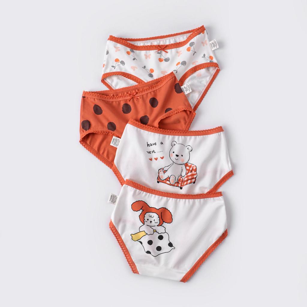 Girls' A-Class Pure Cotton Cartoon Briefs - Korean Style Antibacterial Underwear for Medium and Large Children