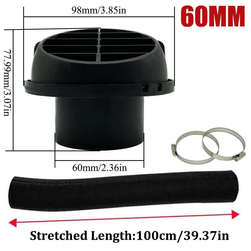 42mm 60mm 75mm 90mm Car Air Diesel Parking Heater 1x Air Outlet Vent + 1x Warm Duct Pipe + 2x Clamps For Webasto Eberspacher