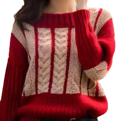 Beautiful Sweater for Women In Autumn and Winter, Paired with A Red Knit Sweater and Contrasting Top