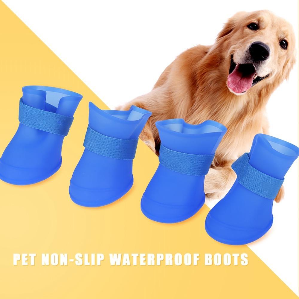 4pcs Flexible Pet Rain Boots Waterproof Waterproof Dog Boots Dog Rain Shoes Outdoor Travel