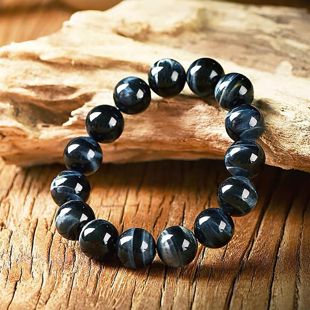 Natural Stone Bracelet Blue Tiger Eye Elegant Carefully Selected Beautiful Strong Shine Mainly a stone for and Good Luck Comes with Bead Threading