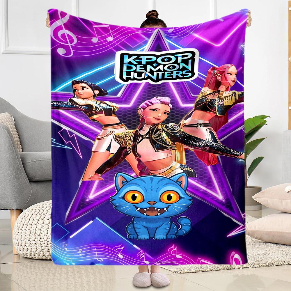1pc K-Pop Demon Hunters Blanket Comfortable Soft Lightweight Multi Seasonal Blanket Travel Camping Picnics Sofa Office bedroom Perfect Gift Friends