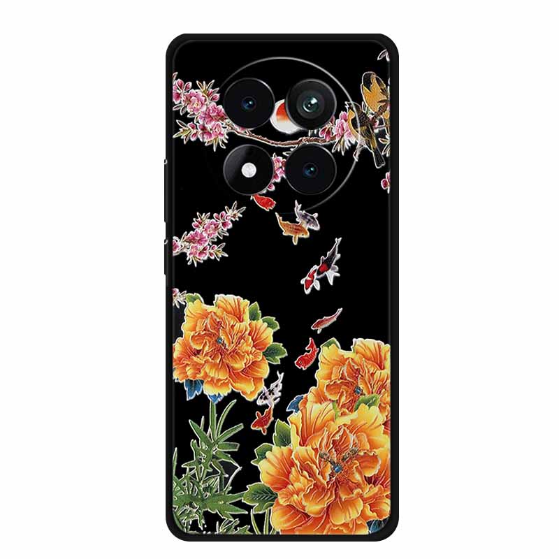3D Emboss Case For Xiaomi Redmi Note 15 Phone Case Flowers Black Silicone Soft Back Cover Coque For Redmi Note 15 Pro Plus Case