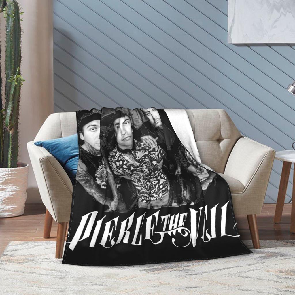 Vintage Pierce the Veils Rock Music Band Blanket Multiple Sizes Soft Fuzzy Plush PTV Punk Throw Blankets for Sofa Couch and Bed