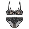 Französisches Sexy Spitzen-Dessous-Set, Atmungsaktives Minimizer-BH-Set mit Hasenohren-Cups für Übergroße Frauen mit großem Busen