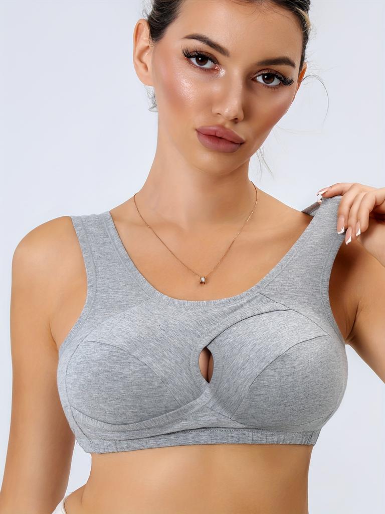 Women High Support Adjustable Strap Breathable Seamless Comfort Cotton Bra Home Outdoor Wear