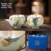 Handcrafted Gilt Celadon Dragon Phoenix Tea Cup Set
