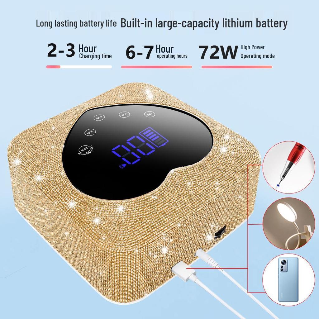 Rechargeable Wireless Nail Art UV/LED Lamp with Rhinestone Design