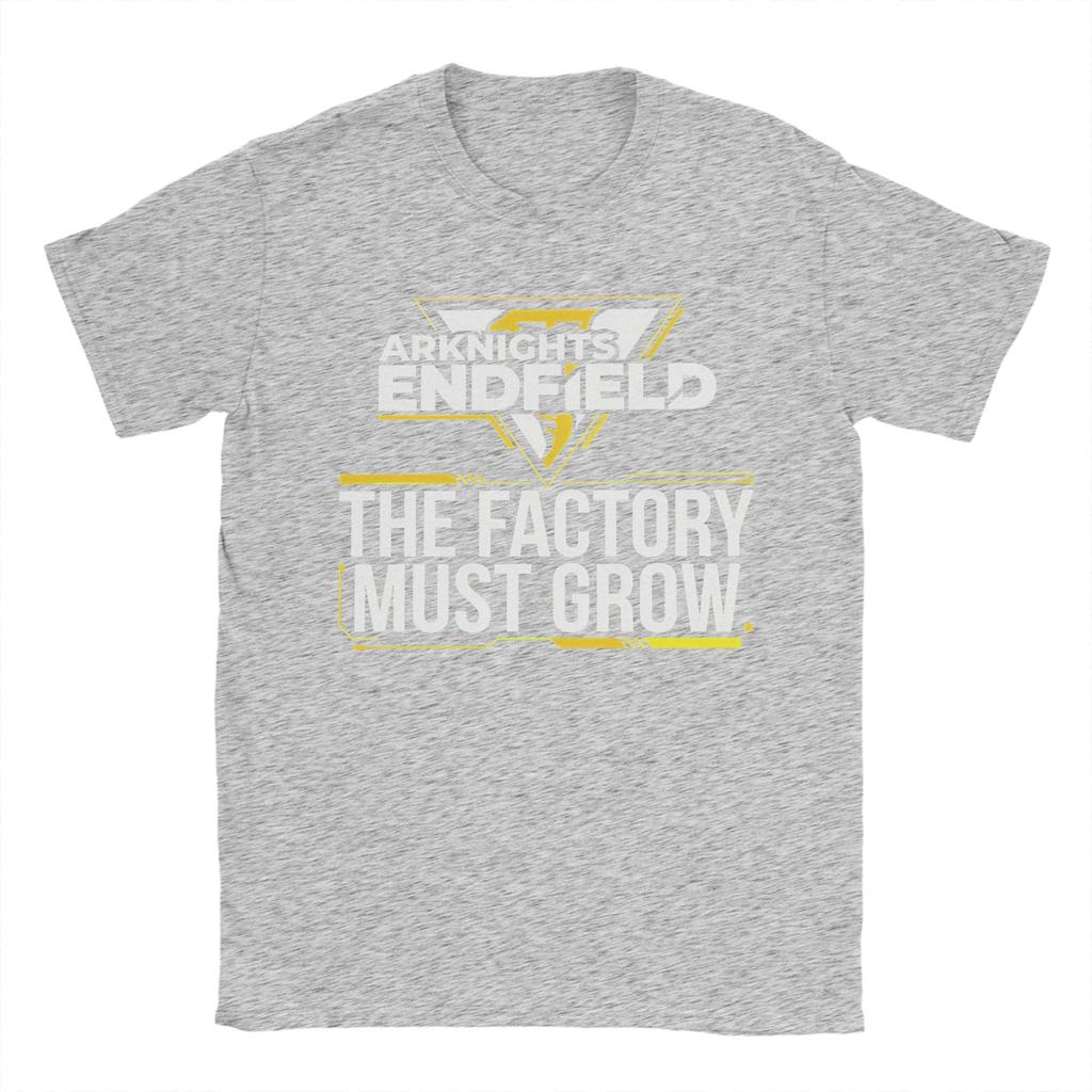 Funny Arknights Endfield Factory Must Grow Meme Automation Factory Expansion Grind TShirts Unisex 100 Cotton T Shirt Clothing