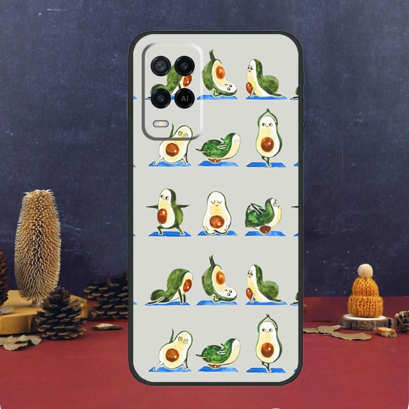 Avocado Yoga Funny Pattern For OPPO A17 A77 A58 A78 A98 A15 A5 A9 A96 A76 A16 A54 A74 A94 A52 A72 A79 A57S A53S Case