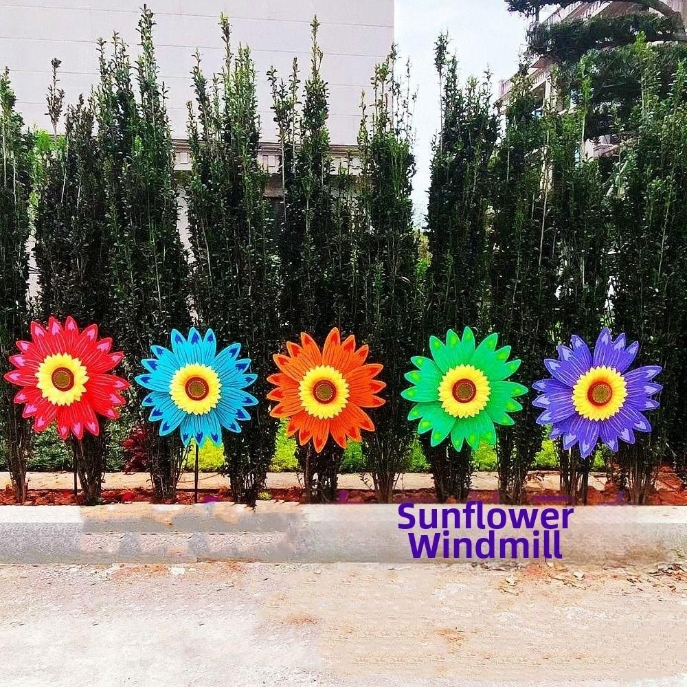 Mehrfarbige Sonnenblumen-Windmühle PVC Garten Hof Windspiel Outdoor Party Picknick Deko
