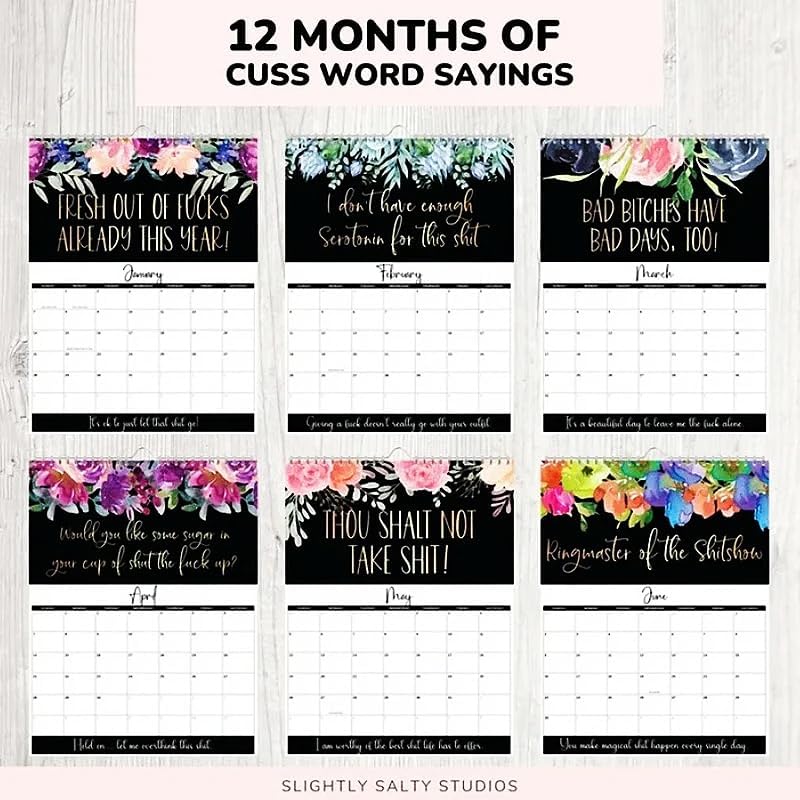 2026 Fu-ck It Calendar For Tired-Ass Women New Time Planning With Coil Wall Calendar Paper Hanging Calendar Indoor New Year's Gifts (BLACK A)