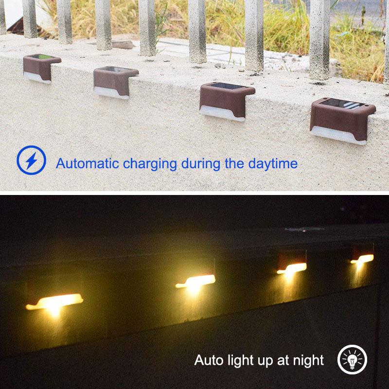 Solarne światło pokładowe zewnętrzne 1 szt., Wodoodporne solarne światło LED na schody zewnętrzne, stopień, ogrodzenie, podwórko, patio i ścieżkę