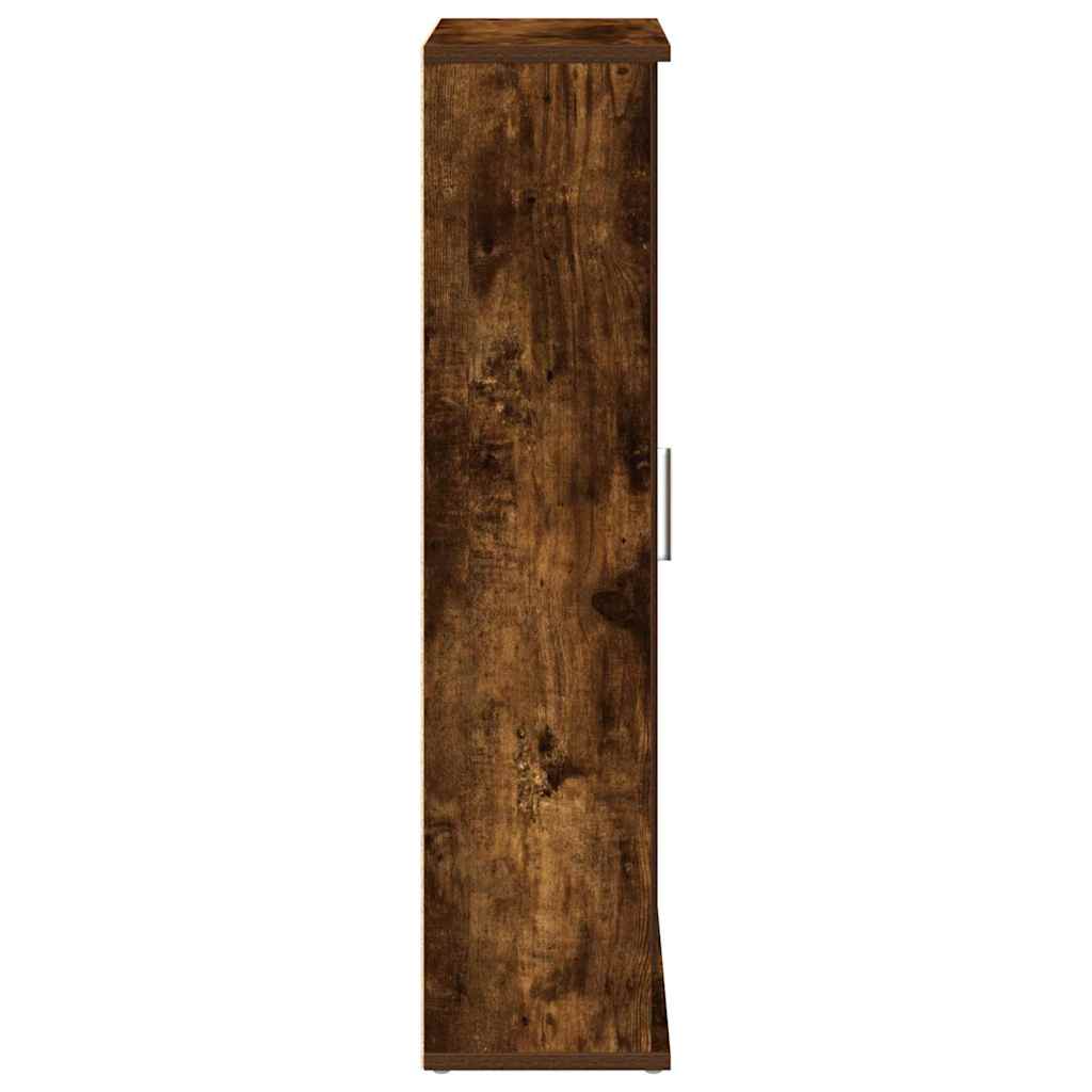 Bathroom Cabinet with Toilet Paper Holder Smoked Oak Finish 39 X 22 X 90 Cm