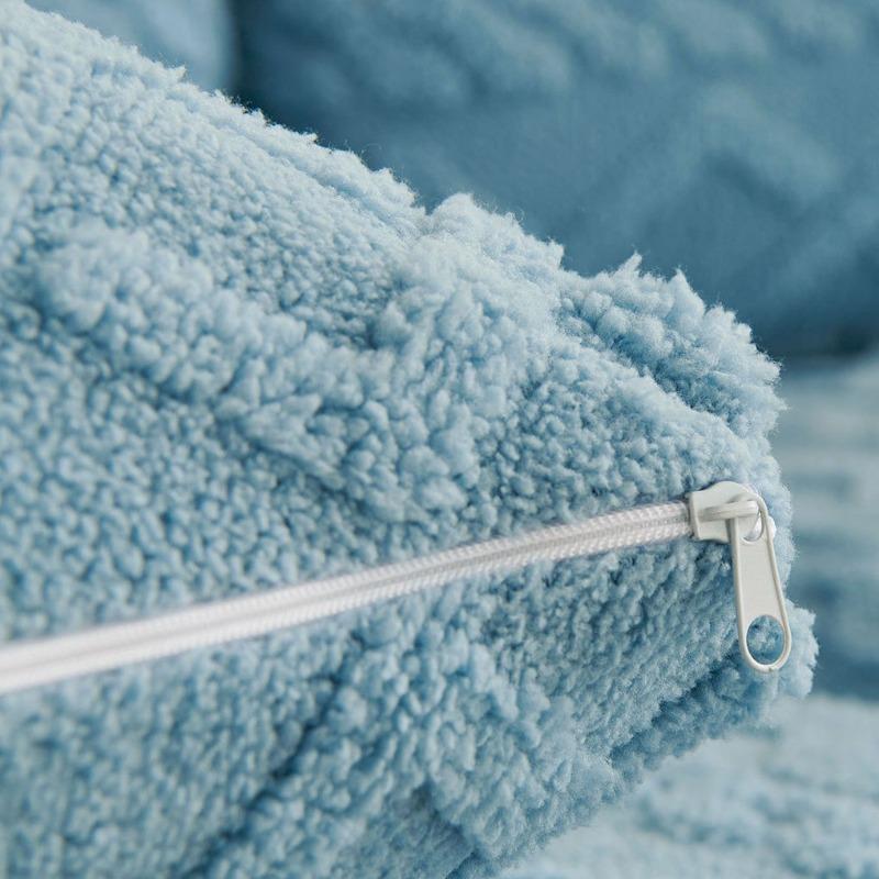 No Pillow Insert Thickened Comfort Cotton Flannel Pillowcase Solid Color Soft Jacquard Sofa Bed Lumbar Support Pillow