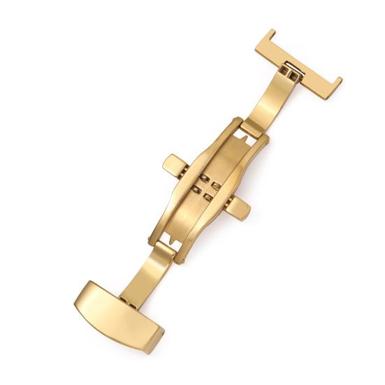 

Застежка ремешка для часов 18/20 мм, автоматическая, простая установка, пряжка из нержавеющей стали с двойным щелчком и бабочкой для повседневного ношения 18mm золотистый