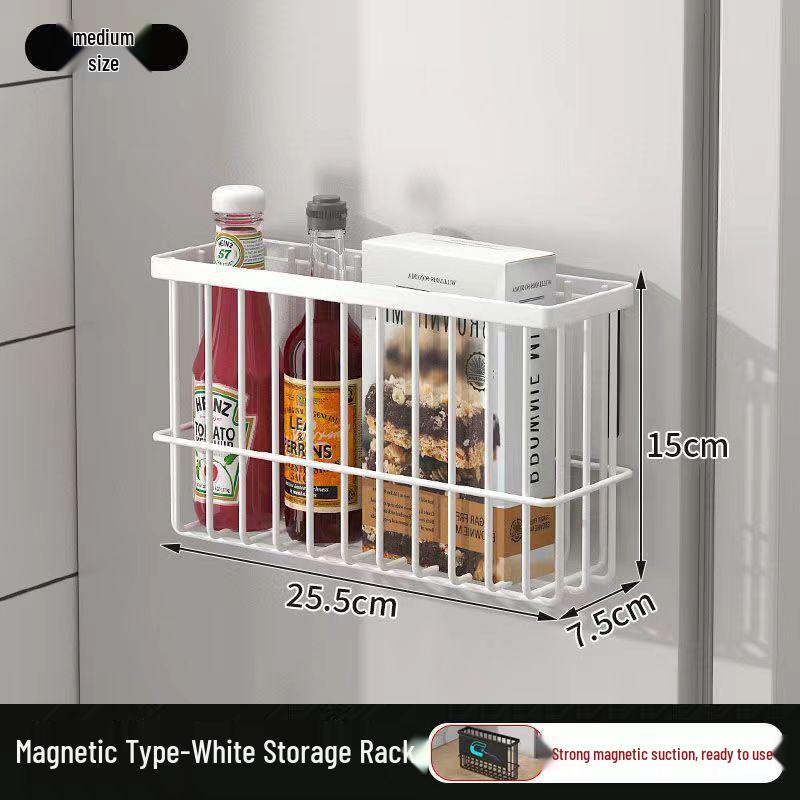 Punch-Free Wall-Mounted Kitchen Storage Rack: Multi-Functional Plastic Wrap Holder & Refrigerator Shelf