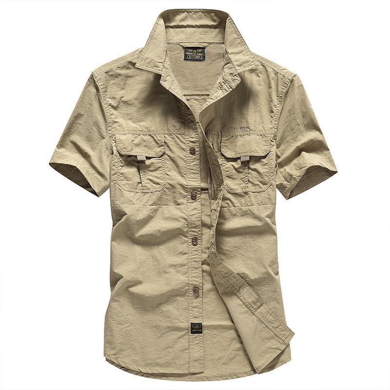 Herren Sommer Schnelltrocknend Kurzarm Übergröße Locker Arbeitskleidung Hemd 102