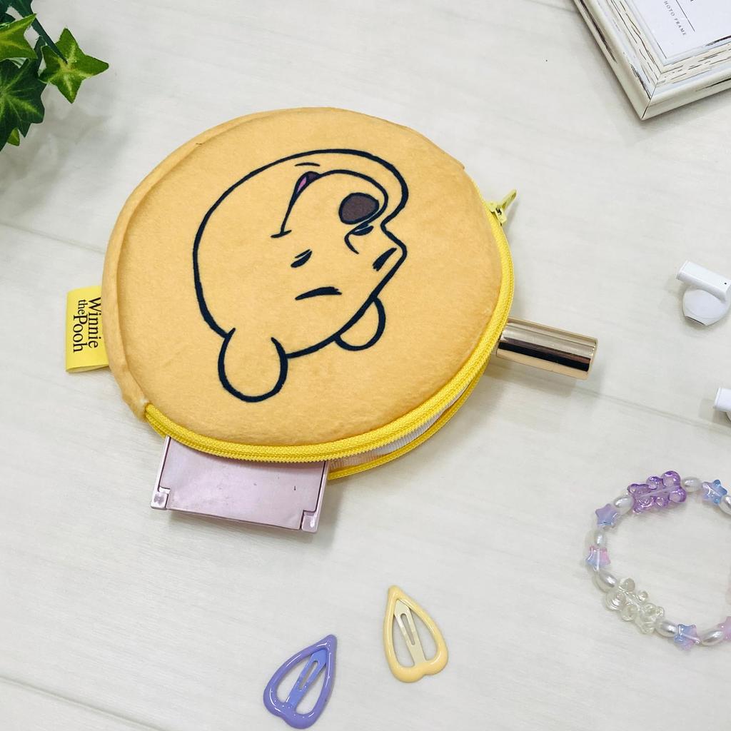 MORIPiLO Tissue Case, Winnie the Pooh, Disney Merchandise, Plush Pouch, Small, Cute, 13x13cm (Funny Face, Yellow), Disney Character, Morishita Pillow