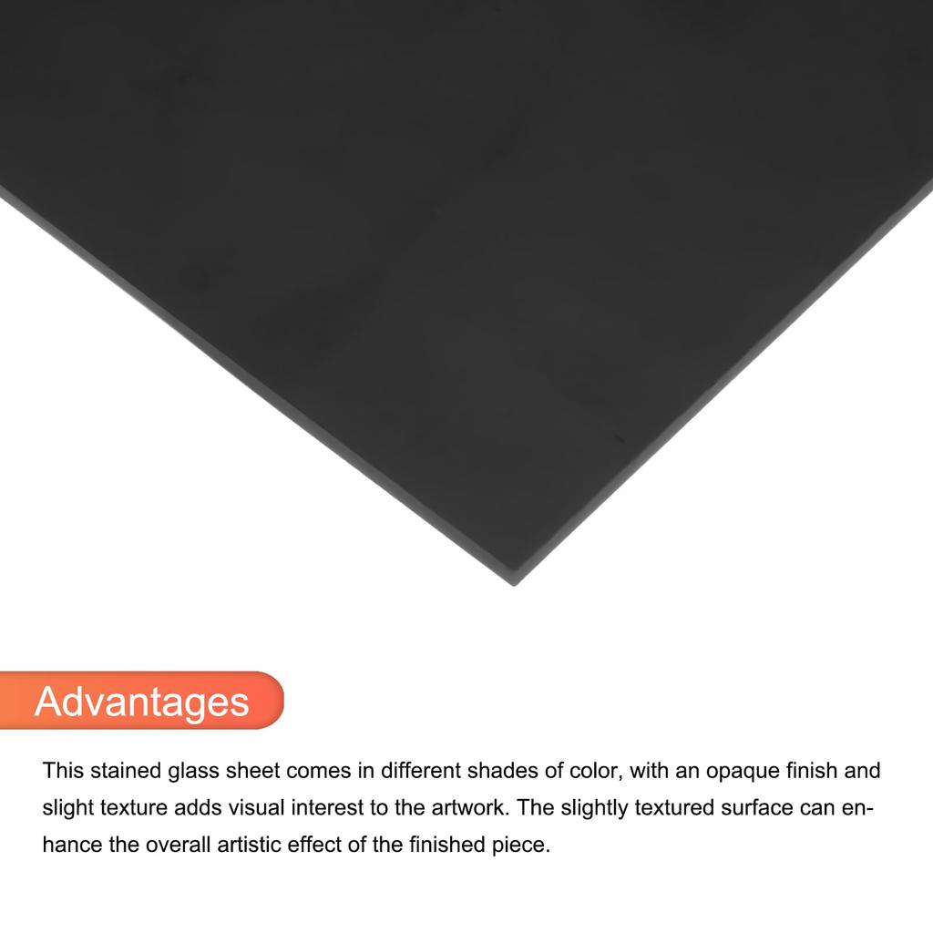 Uxcell 2 Ark Färgat Glas Mosaikplattor 7,9" x 5,9" Svart Färgat Glasark för Hantverk, DIY och Konstprojekt