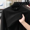 Men's Slim Fit Double-Sided Plush Base Layer Shirt, Solid Color, Half-High Collar, Long Sleeve, Thickened Warm Inner Wear for Autumn & Winter