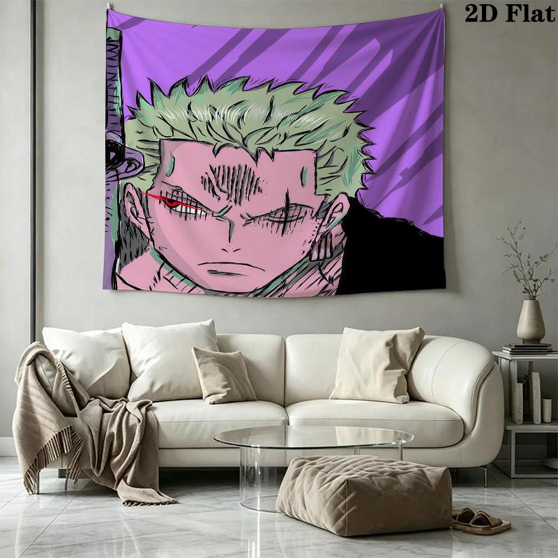 One Piece Roronoa Zoro Wall Tapestry Aesthetic Wall Hanging Printed Fabric Blanket Decorative Tapestries For Bedroom Living Room Home Decor