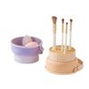 Makeup Brush Cleaning Bowl with Drying Rack Integrated Beauty Sponge Blender Cleaner Storage Holder All-in-one Cosmetic Washing & Drying Tool Set