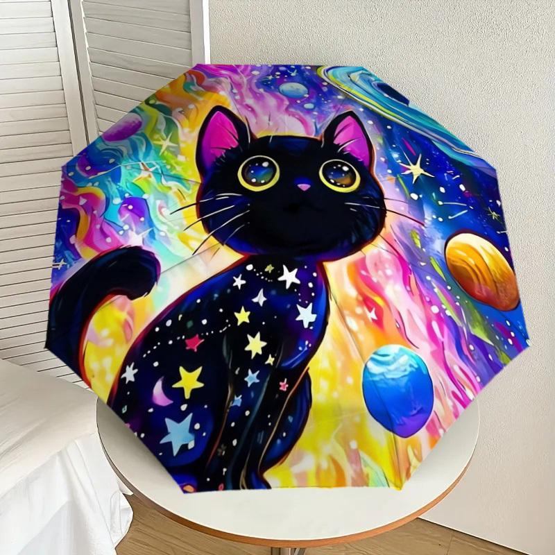 

1pc Cosmic Cat Galaxy Artwork Umbrella with Plastic Handle,Suitable for All Seasons Home Travel Outdoor UmbrellaDD359