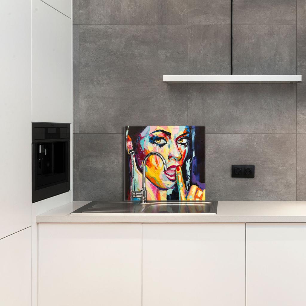 PANEL SZKLANY DO KUCHNI 65x60 Kobieta