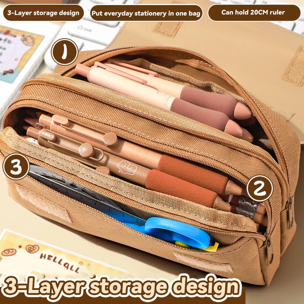 Capybara 3-layer Large Capacity Pencil Case Organizer for Girls Portable Cute Pencil Bag for Students Stationery Back To School