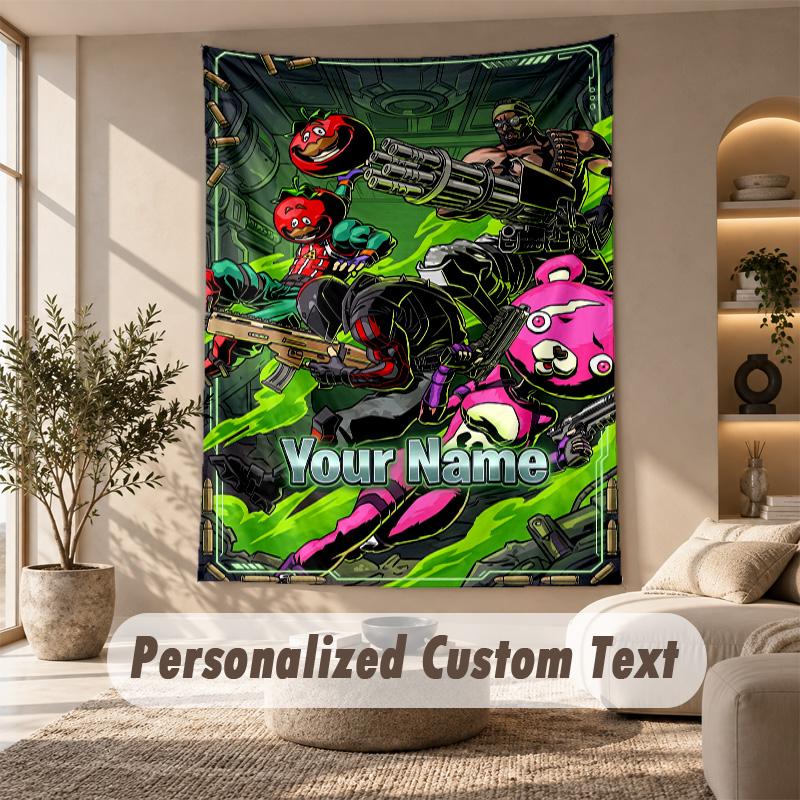 Fortnite Tapestry, Personalized Custom Text, Wall Hanging Tapestry For Living Room Home Wall Decor