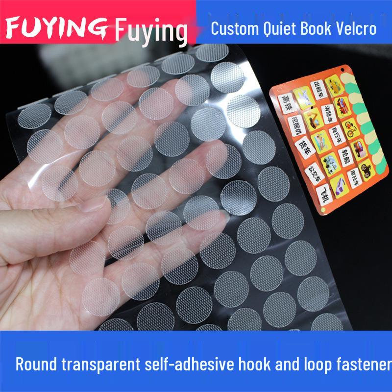 Transparent 1.5CM Round Dot Nylon Hook & Loop Adhesive Tape - Double-Sided, Self-Adhesive for Children's Quiet Books