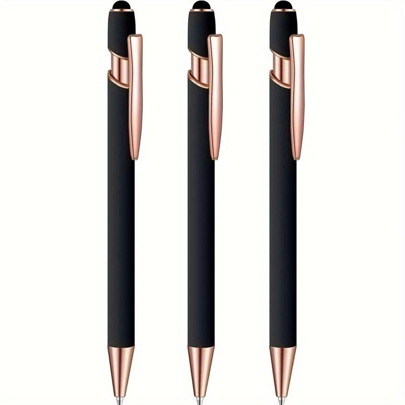 1pcs Black Beautiful Cute Ballpoint Pen, With Stylus Pen Tip, Black Ink, 2 In 1 Metal Pen, 1.0mm Medium Tip Smooth Ballpoint Pen