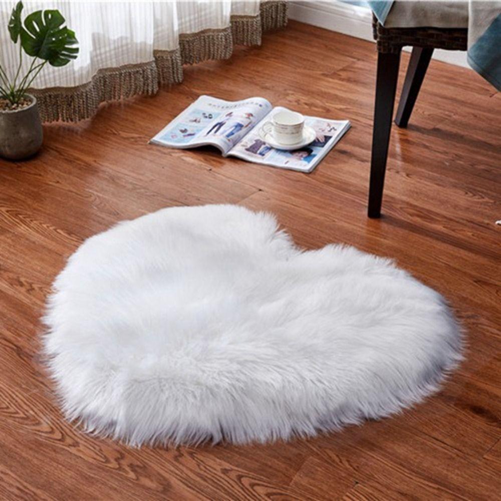 Fluffy Plush Carpets Shaggy Floor Mat Cushion Heart Shaped Rug  Home Decor