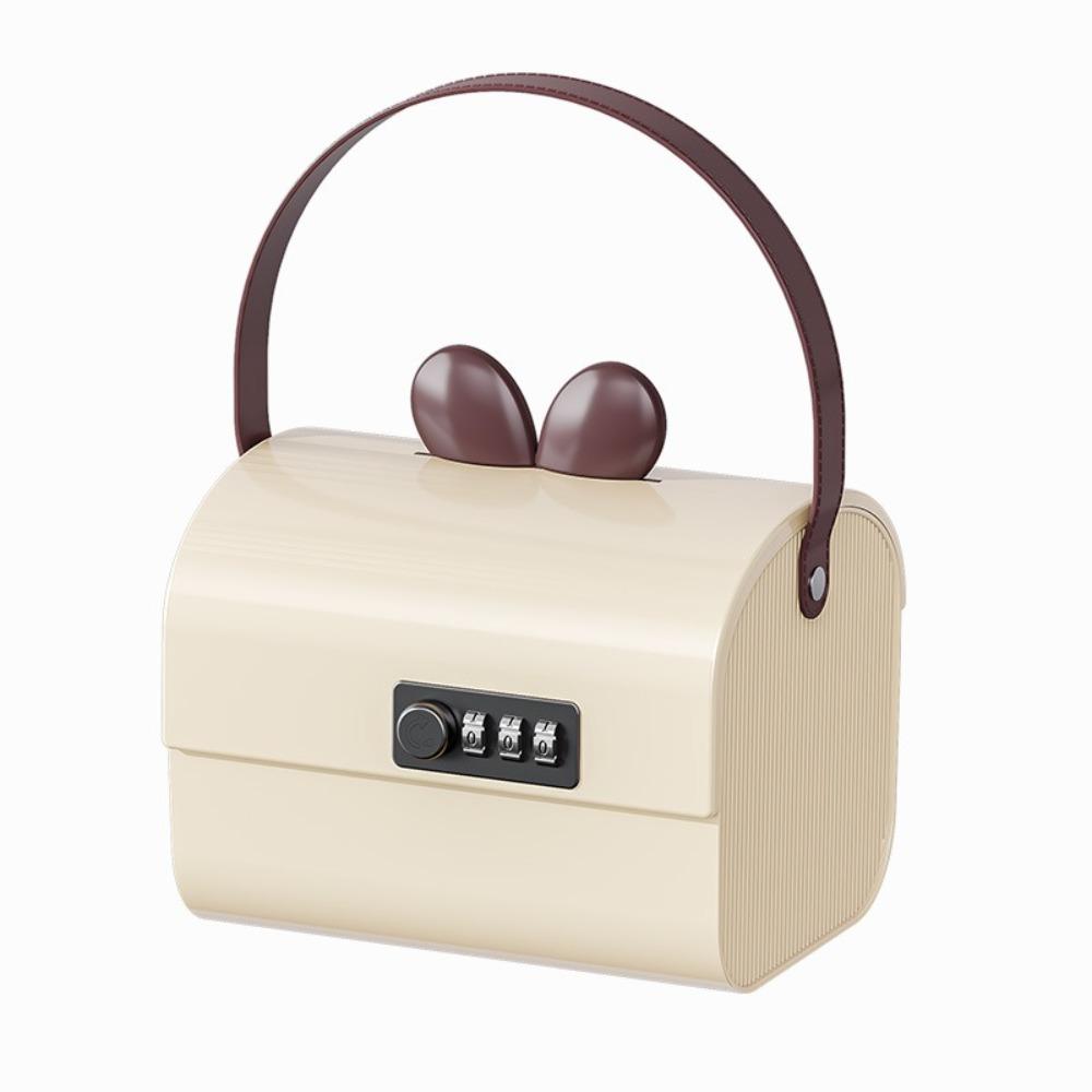 Large Capacity Bunny Ears Storage Box Plastic Material Multi-functional Kids Savings Box Cartoon Design Lockable Feature