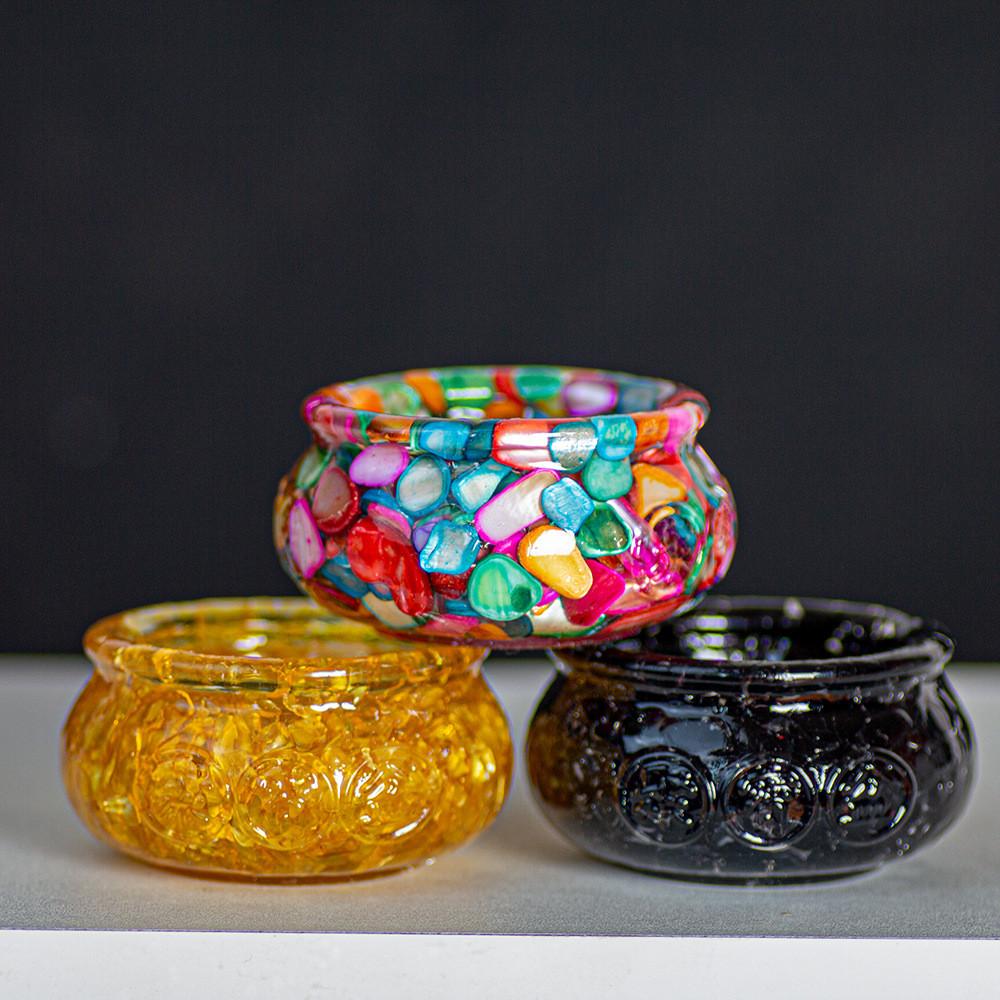 Resin Filled Natural Crystal Wealth Bowl With Handcrafted Decor For Home Gift Giving