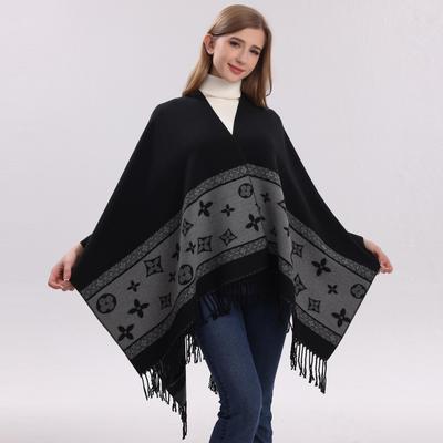 European & American Fashion Shawl Cape: Women's Autumn/Winter Street Style Warm Outerwear, Imitation Cashmere Scarf.