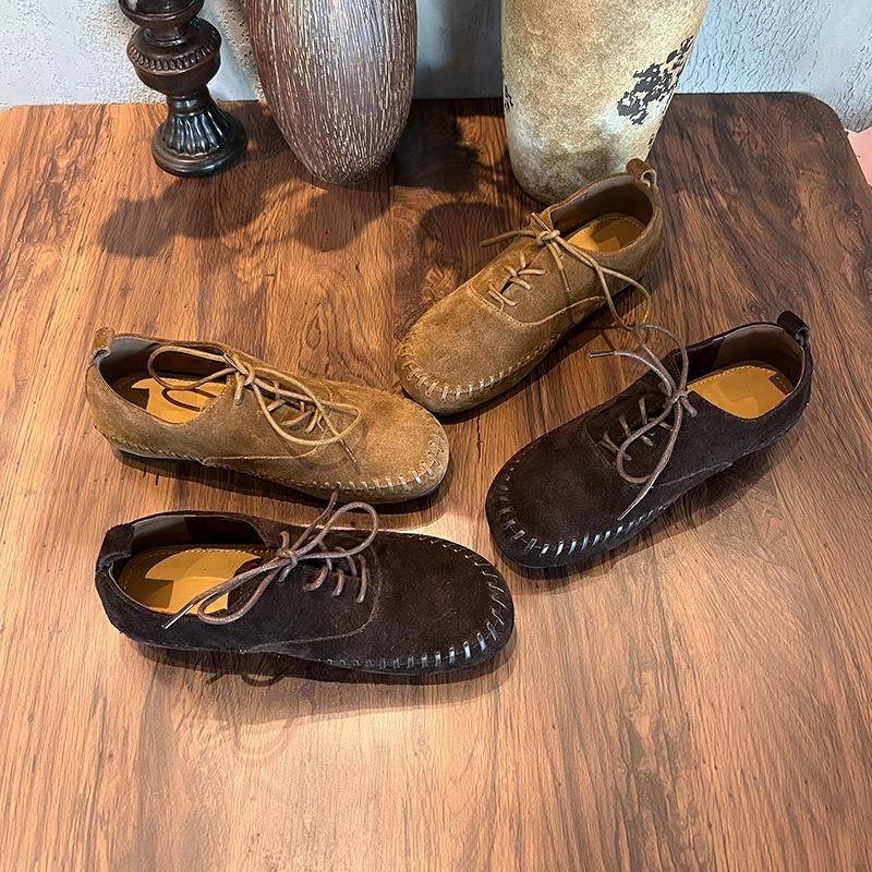 The first layer of sheepskin insoles fashion single shoes autumn new flat-bottomed retro leather white shoes casual small leather shoes