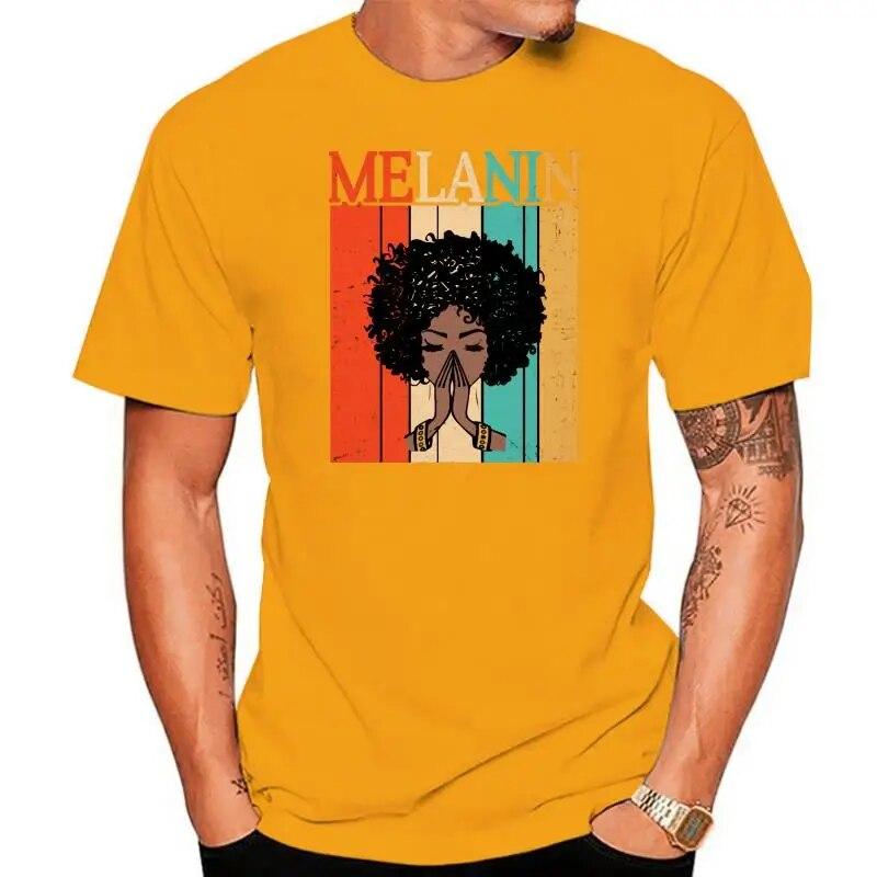 Proud Melanin Black Girls T-Shirt For Women Afro Hair Queens Tee Gift Vintage