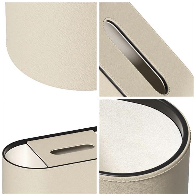 High-End Leather Paper Box Light Luxury Tissue Box Bathroom Living Room Bedroom Desktop Creative Oval Napkin Storage Box