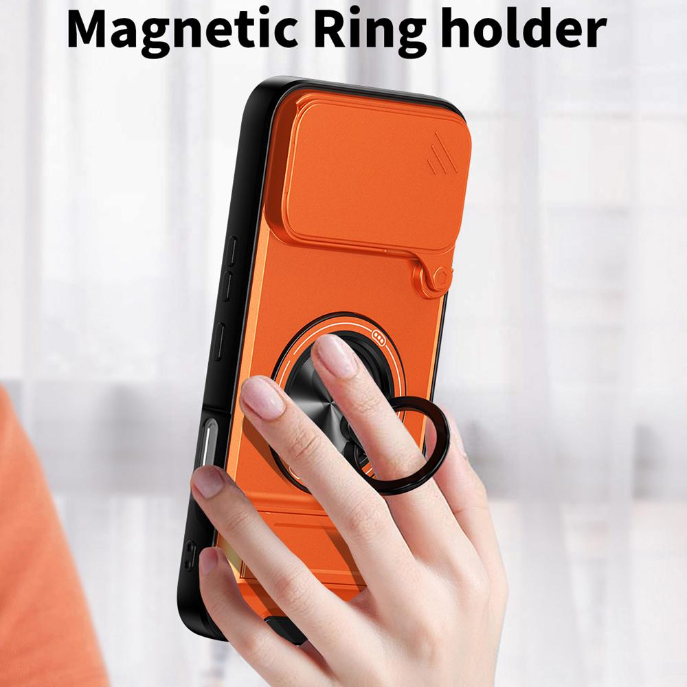KEYSION Magnetic Phone Case for Infinix Note 60 Ultra 5G Slide Camera Protection Upright Stand 360° Ring Shockproof Back Cover