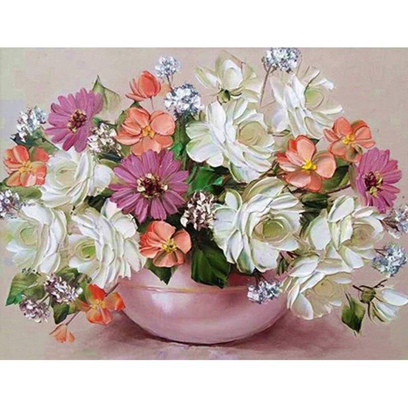 5D DIY Diamantmaleri Daisy Diamantbroderi Blomsterlandskap Korssting Hel Rund Drill Hjemmeinnredning Manuell Kunstgave