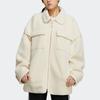 Adidas Originals Sherpa Solid Color Zip-Up Warm Faux Shearling Jacket Women jackets White HC6602