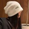 Korean Style Fleece Wool Skullies Thickened Letter Pullover Hats Plush Beanies Hats  Female