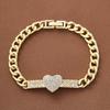 Elegant Luxury Inlaid Zircon Heart Bracelet for Women  Cuban Chain Chic Engagement Wedding Jewelry Gift