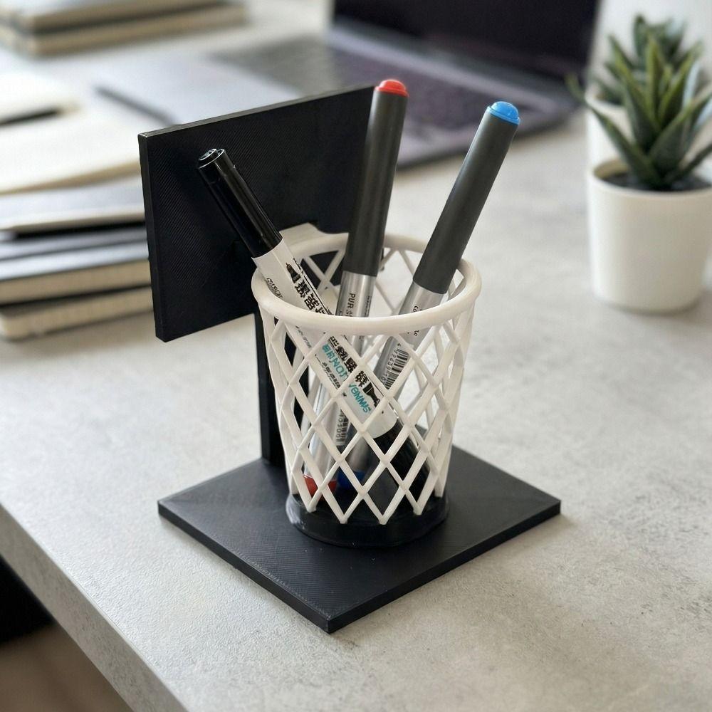 Large Capacity Stationery Storage Container 3D Printed Mini Trash Can Basketball Enthusiast